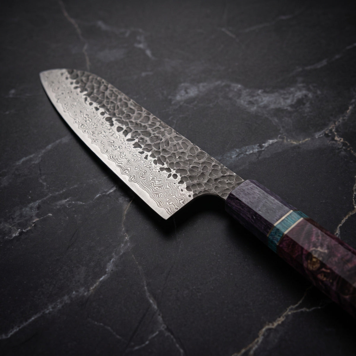 Yoake Santoku All-Purpose Knife - macro