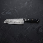 Genbu Santoku All-Purpose Knife – on the board