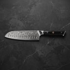 Oboro Santoku All-Purpose Knife – on the board
