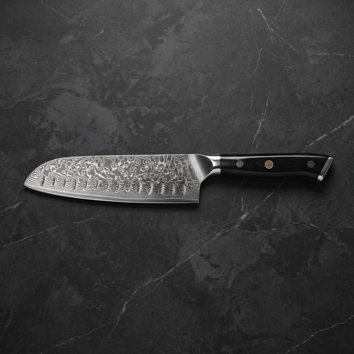 Oboro Santoku All-Purpose Knife – on the board